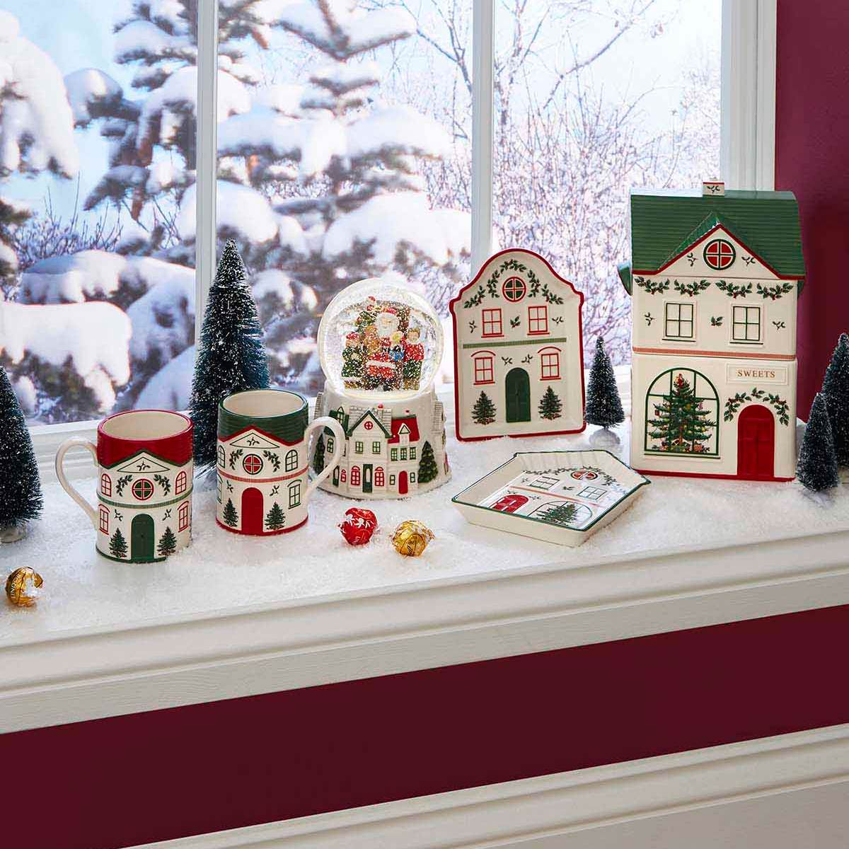Christmas Tree Village Greeen Tidbit Tray image number null